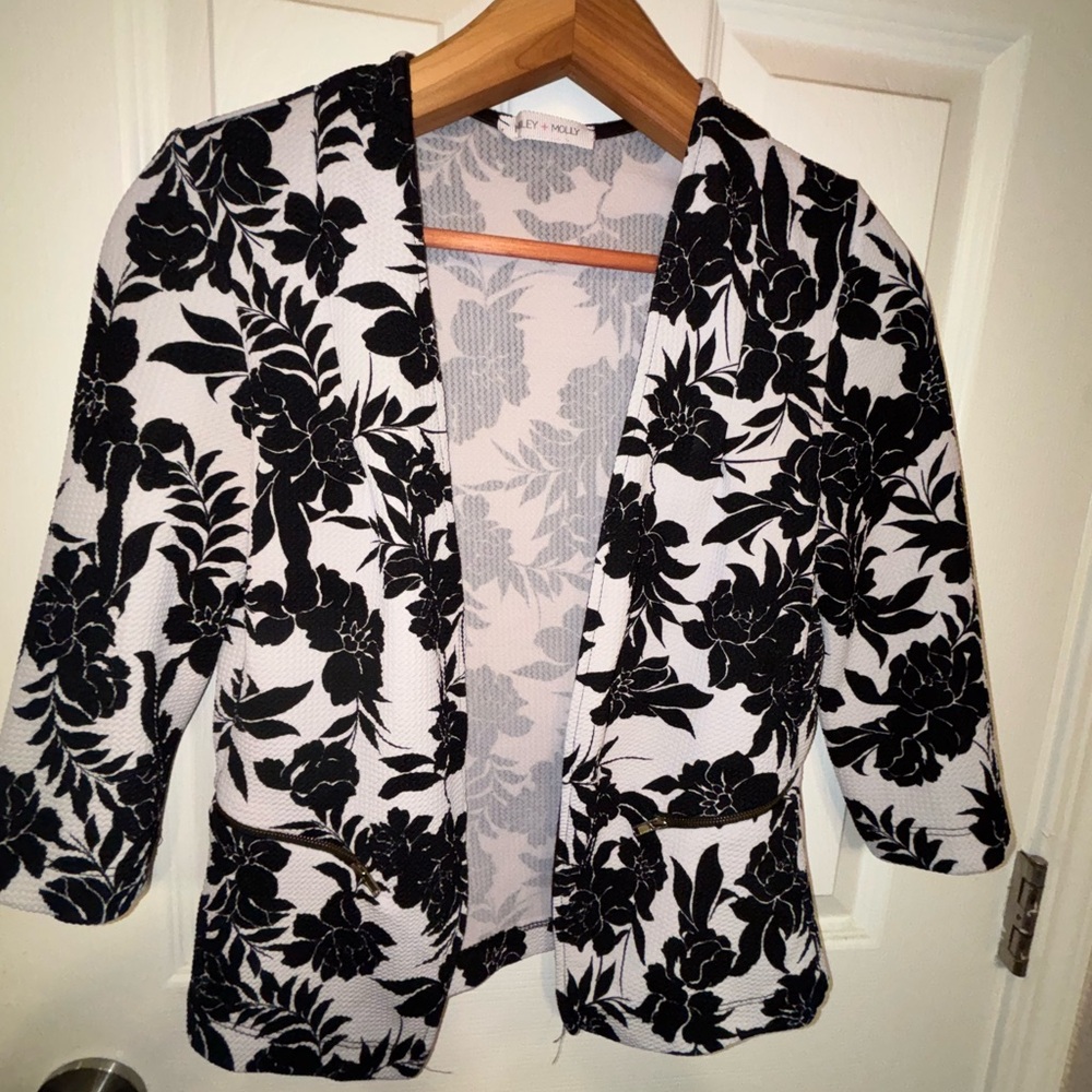 Floral Black and White Women's Jacket